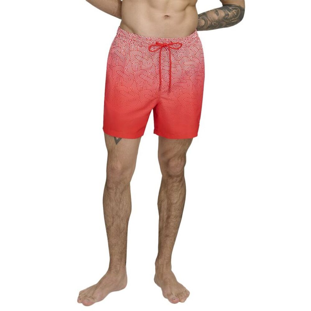 Dkny Mens  Modern Euro Swim Trunk, Red